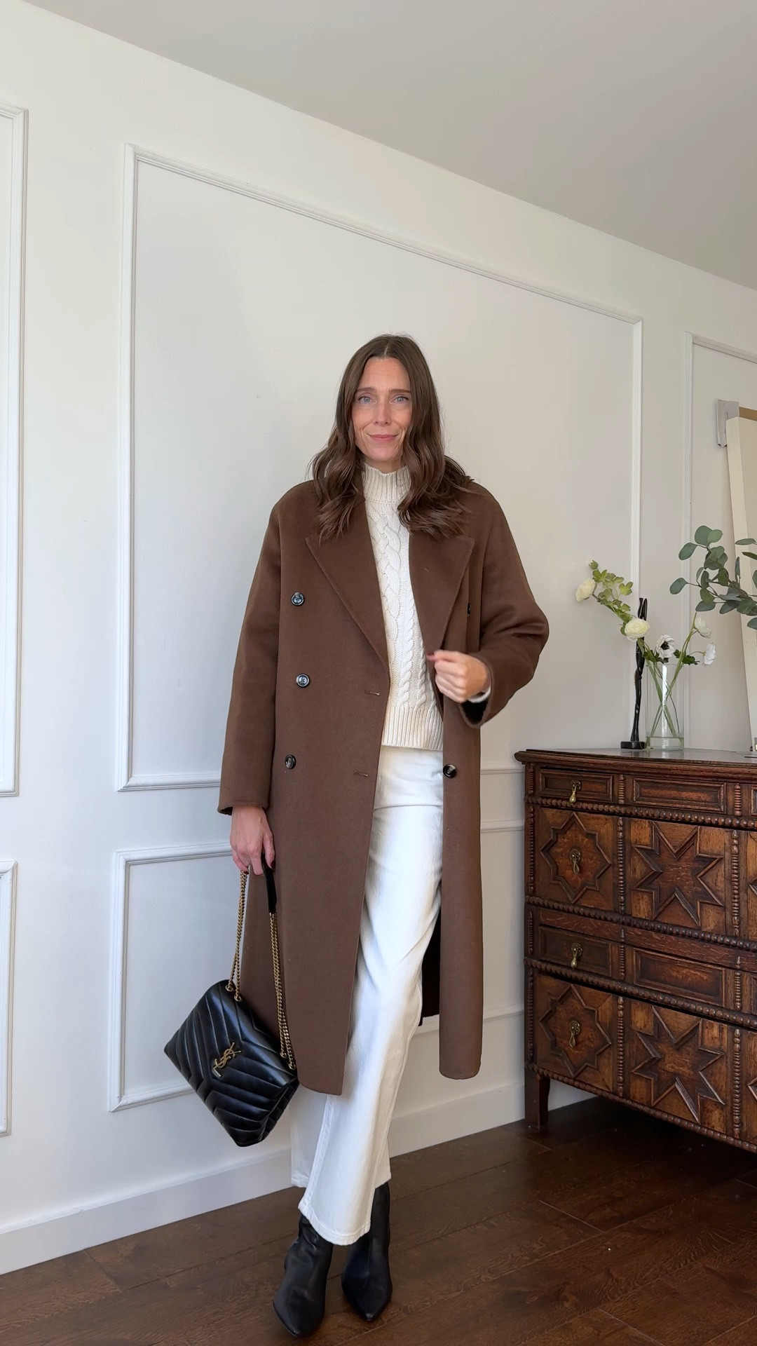 A cold weather outfit that will keep you warm and cosy. I love my knitwear and these are two great one, they’ll keep you very warm if you layer them as I have here. 

I’m wearing a small in both jumpers and the coat and a UK 10 in the jeans. 

Black ankle boots, black sock boots, leather boots, cream jumper, espresso brown, black handbag, brown wool coat

#LTKStyleTip #LTKShoeCrush #LTKSeasonal