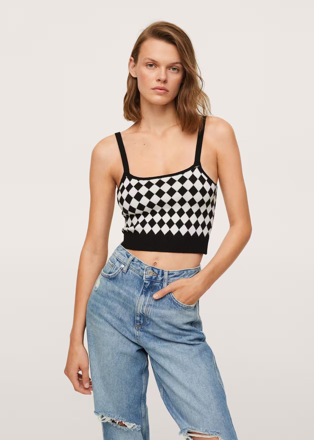 Check knitted top | MANGO (US)