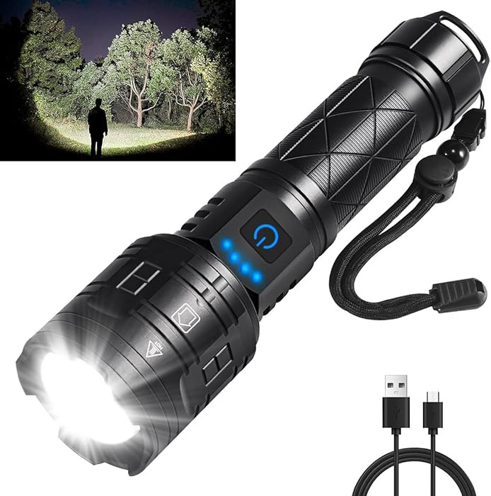 Rechargeable Flashlights High Lumens, Powerful Tactical Flashlights, 5 Modes LED Flashlight Adjus... | Amazon (US)