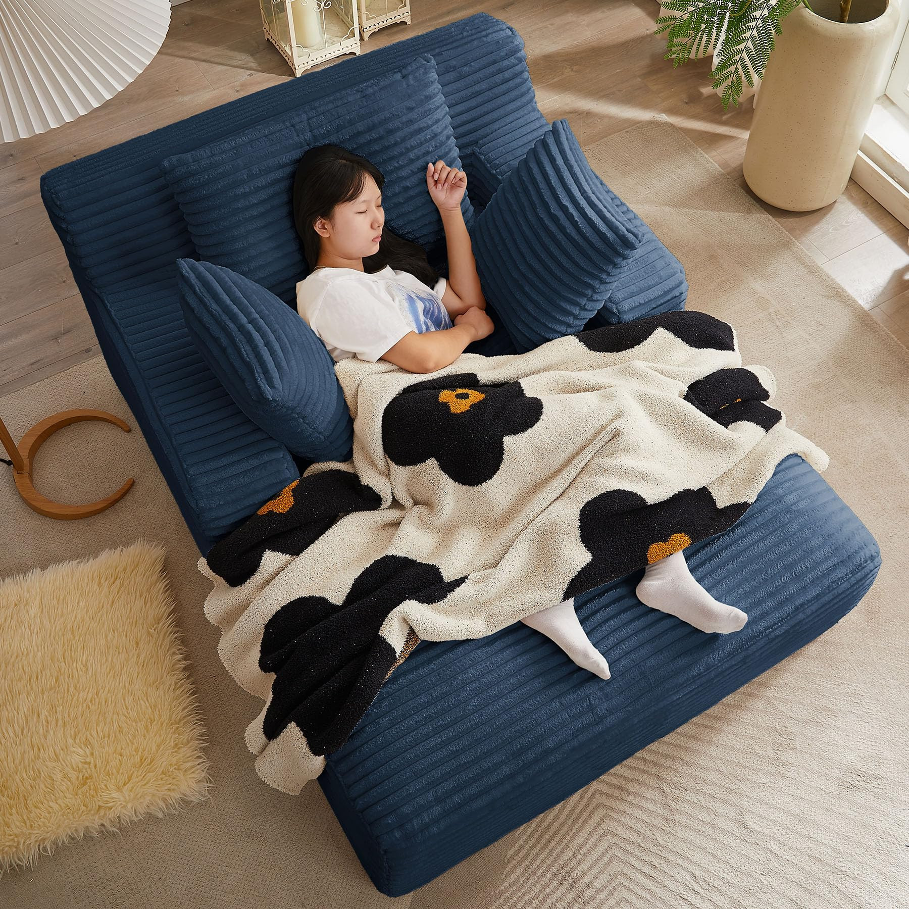 49" Chaise Lounge Indoor, Oversized Chaise Lounge Chair with 3 Comfy Pillows for Living Room Bedr... | Amazon (US)