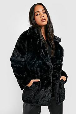Petite Oversized Collar Luxe Faux Fur Coat | Boohoo.com (US & CA)