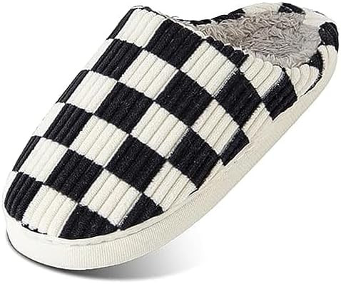 Mukinrch House Slippers for Women Men, Plush House Shoes Memory Foam Checkered Slippers Womens Ca... | Amazon (US)