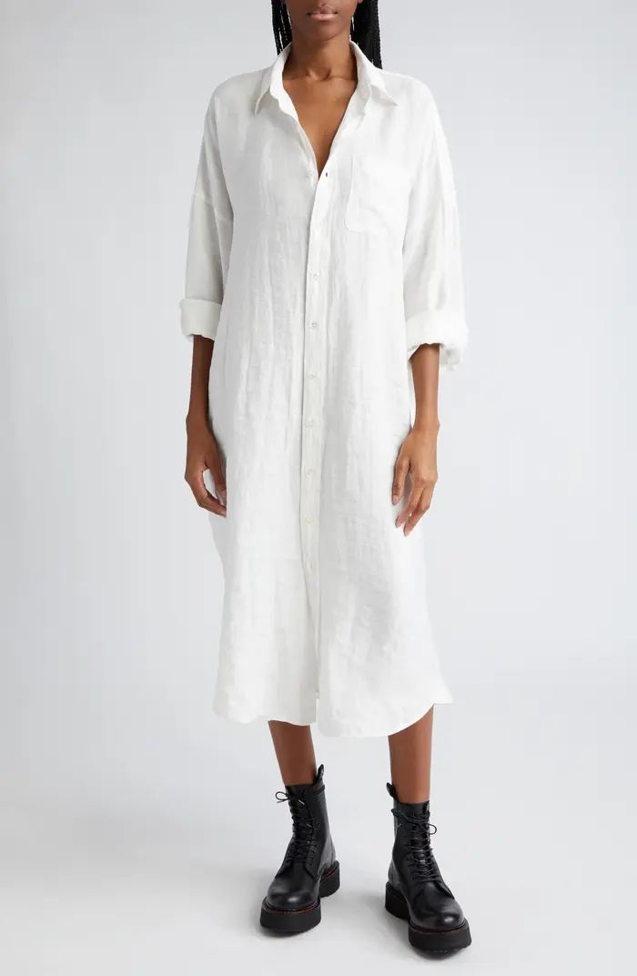 R13 Jumbo Long Sleeve Linen Blend Shirtdress | Nordstrom | Nordstrom