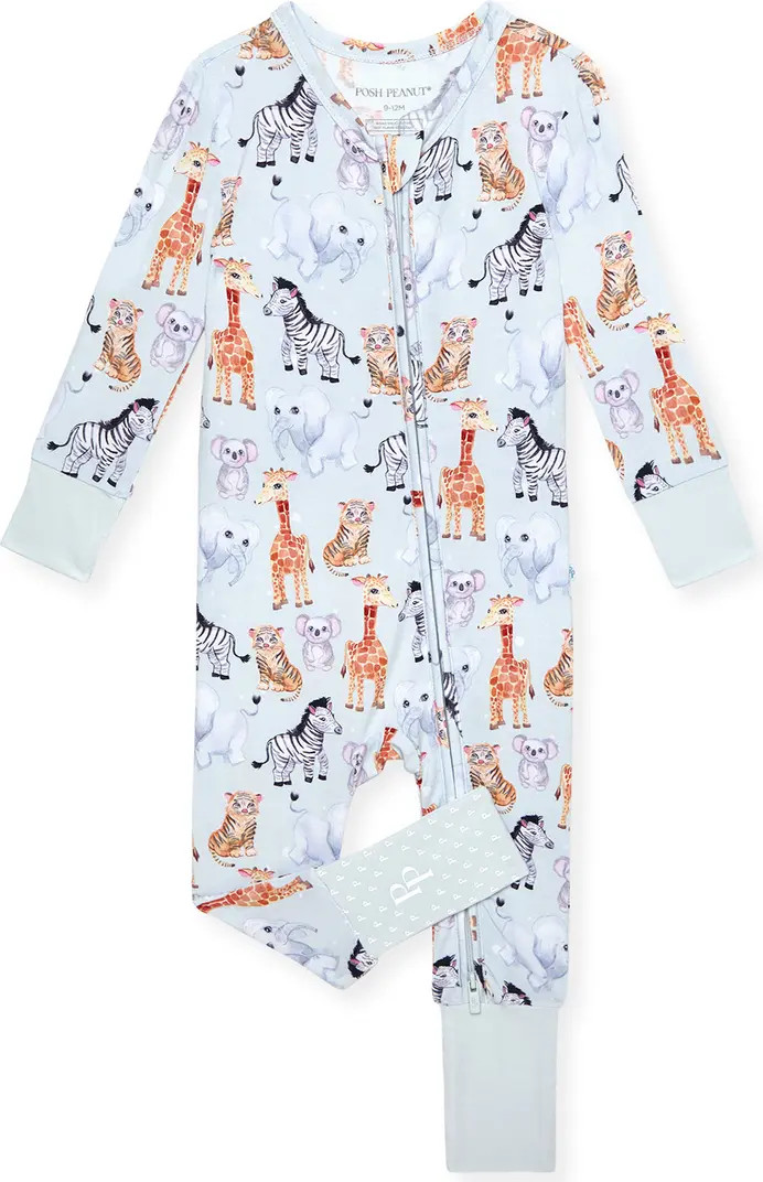 Posh Peanut Animal Print Fitted Convertible Footie Pajamas | Nordstrom | Nordstrom