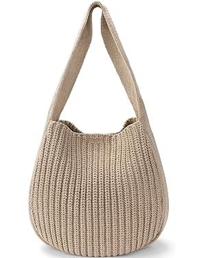 hatisan Women's Crochet Tote Bags Large Crochet Bag Tote bag Aesthetic Knit Bag Shoulder Handbags | Amazon (US)