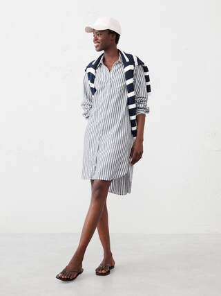 Linen-Blend Mini Shirtdress | Banana Republic Factory