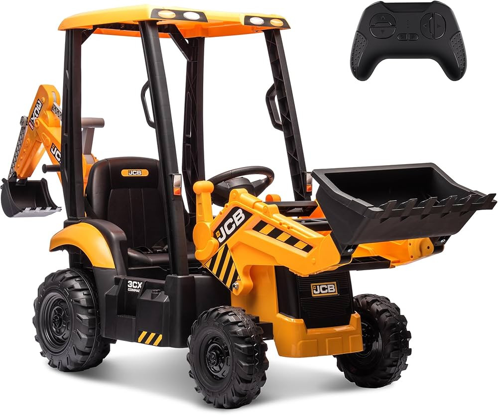 12V JCB Electric Backhoe Loader Toy Car for Kids, Battery Powered Ride on Construction Vehicle To... | Amazon (US)