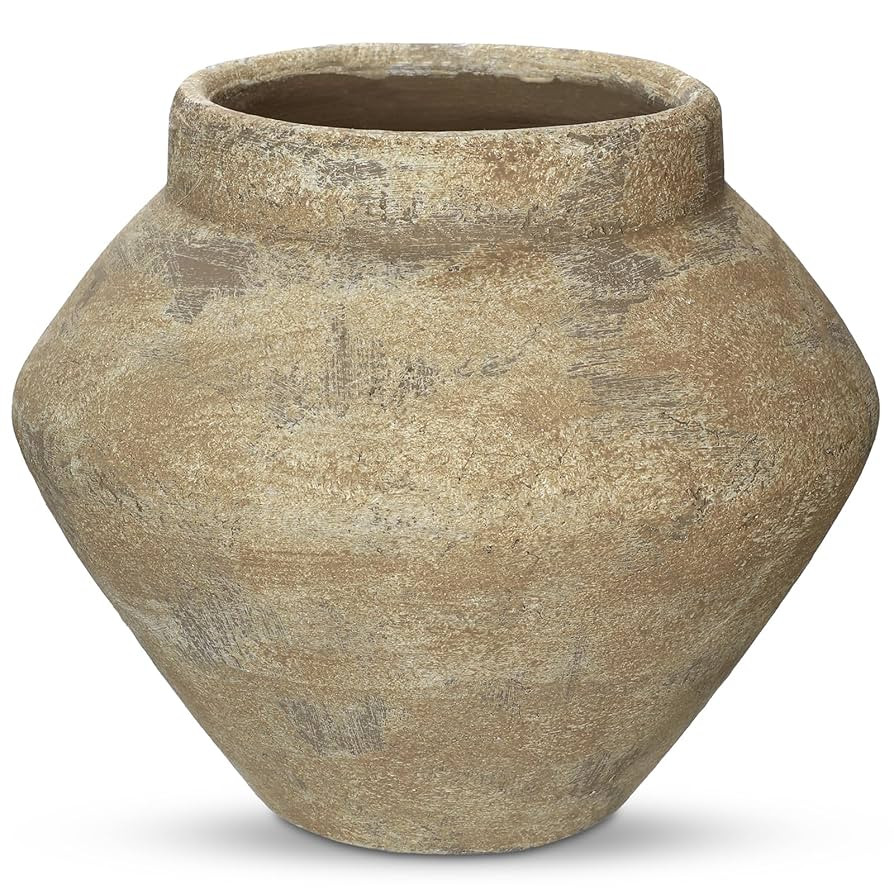 Briful Large Rustic Ceramic Vase with Distressed Finish, 8.2'' Tall Wide-Belly Decorative Flower ... | Amazon (US)