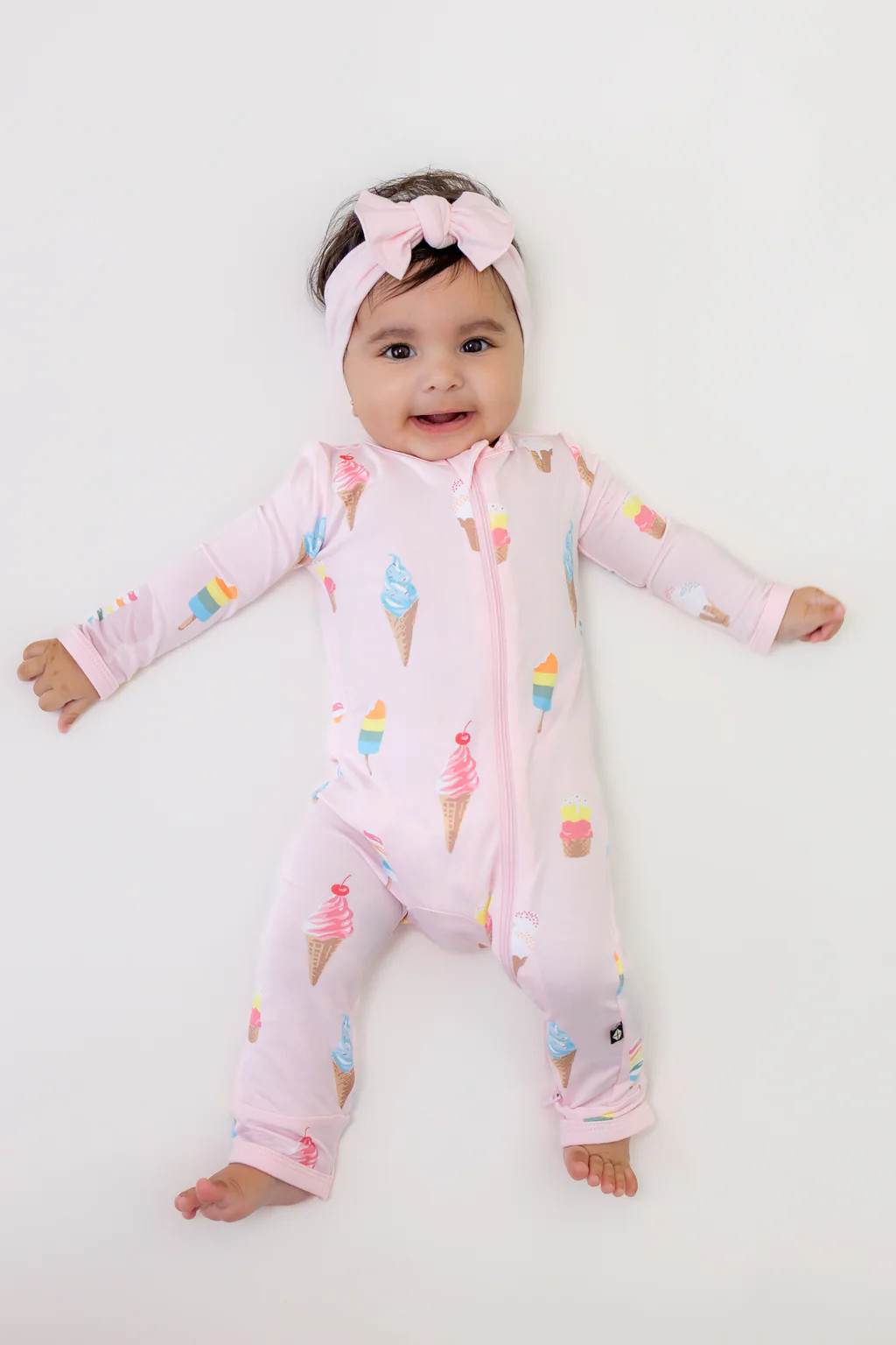Zippered Romper in Sakura Ice Cream | Kyte Baby