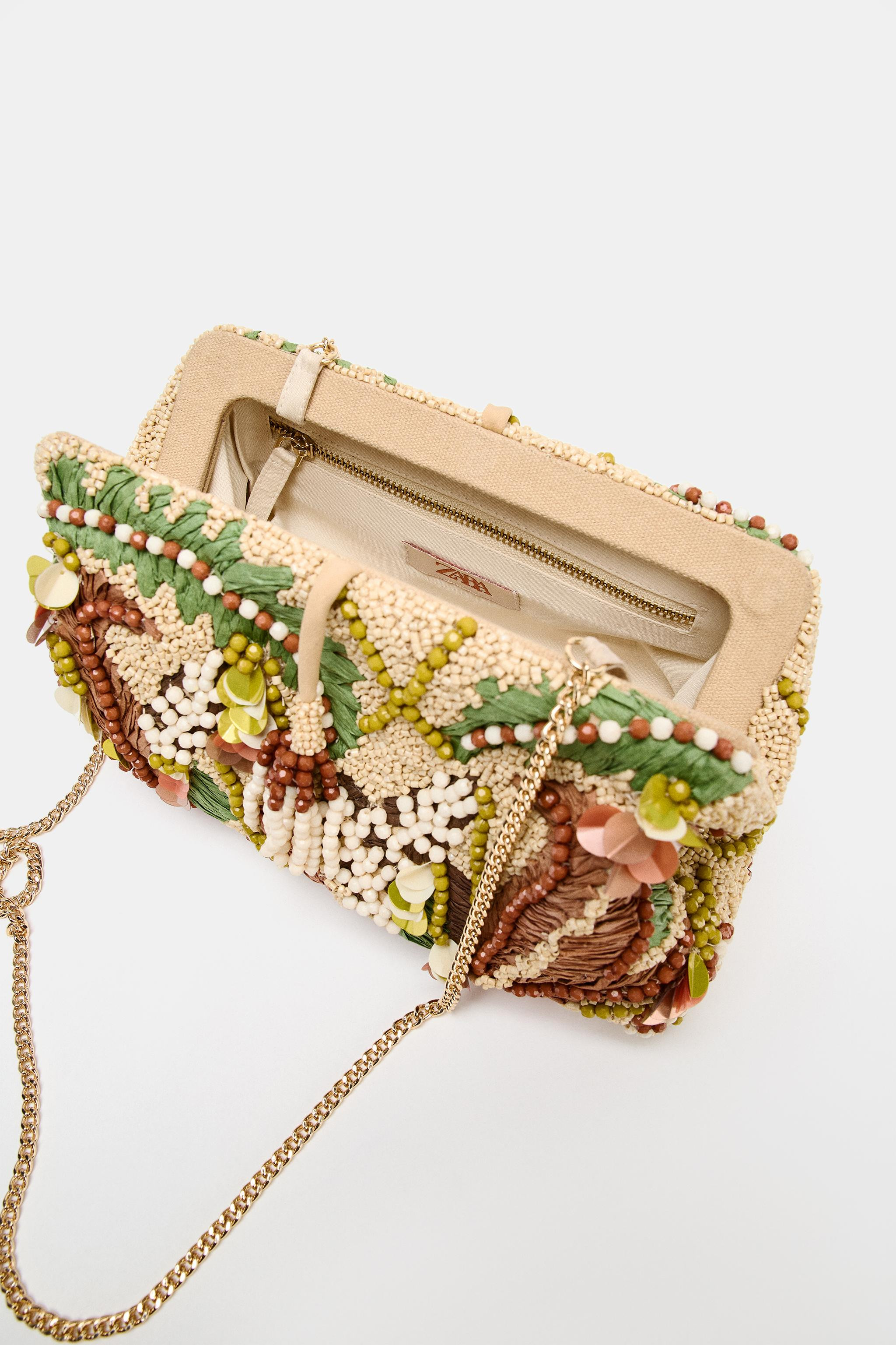 EMBROIDERED BEADED POUCH BAG | Zara US