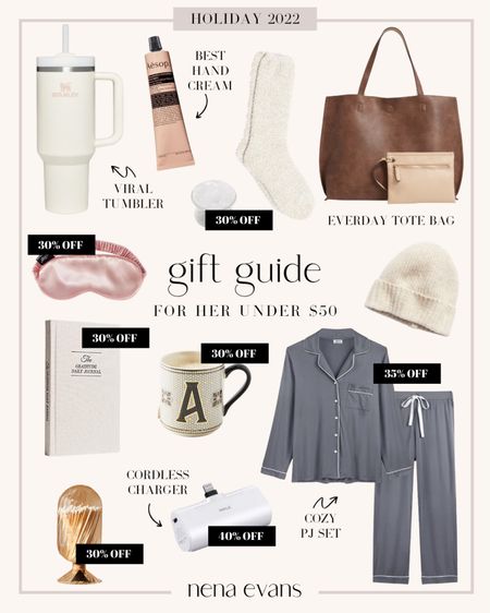 Gift guide for her under $50! These are great for friends, coworkers, and sisters! Lots of these gift ideas for her are on sale for Black Friday!







Under $50 gift idea
Gifts for her
Gift ideas for her
Affordable gifts
Pj set
Beanie
Silk sleep mask
Stanley tumbler
Tote bag 
Cozy socks 

#LTKGiftGuide #LTKunder50 #LTKCyberweek
