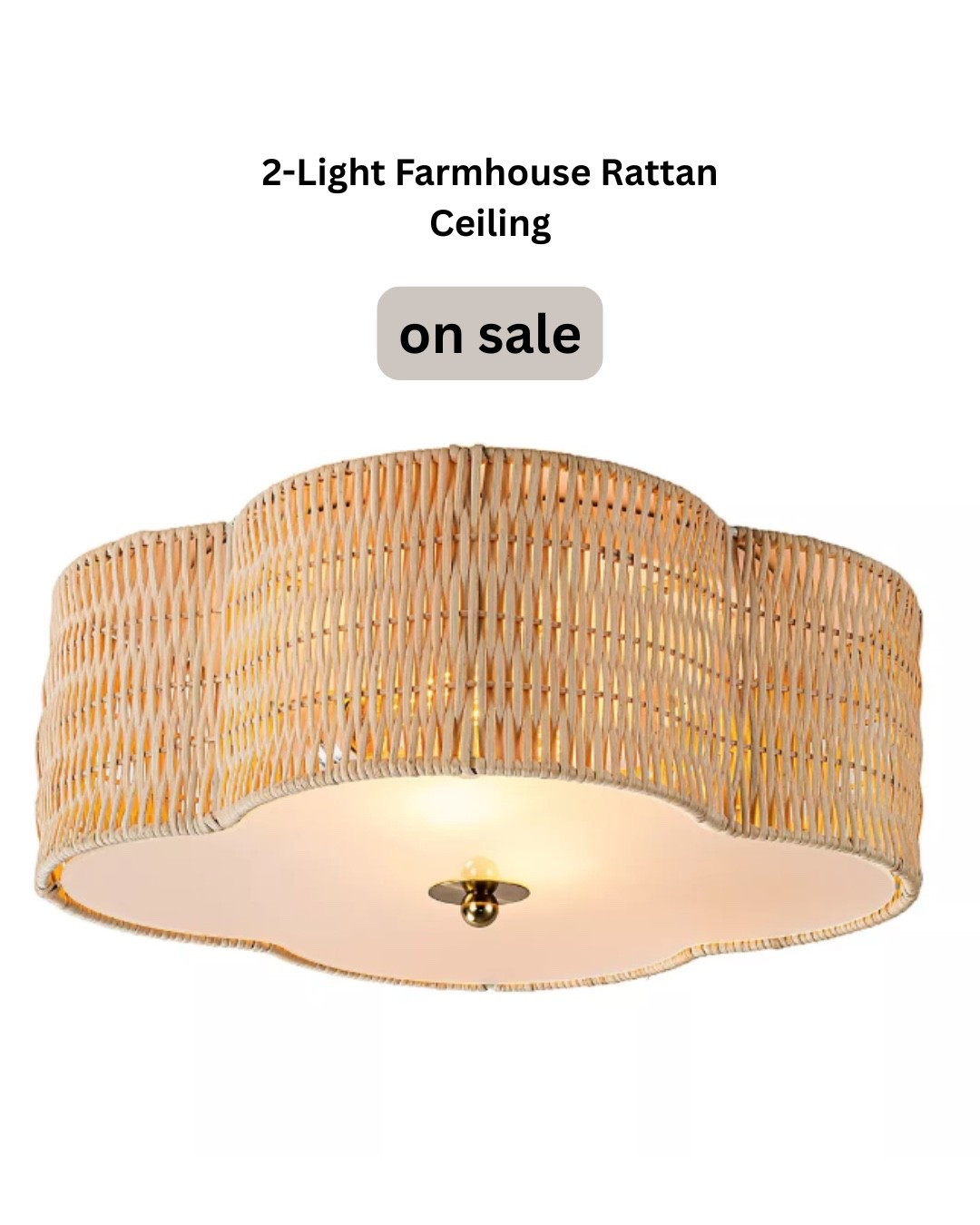 C Cattleya 2-Light Farmhouse Rattan Ceiling Flush Mount with Glass Bottom(E26)- exact item and similarities linked  