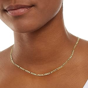 Amazon Essentials 14k Gold or Sterling Silver Plated Figaro Chain 16", 18", 20", or 24" | Amazon (US)