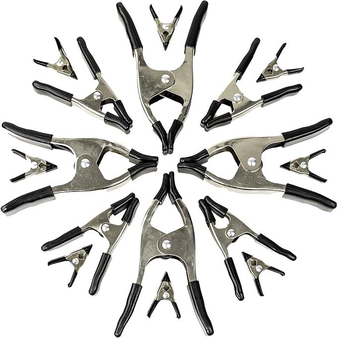 Wellmax 16PC Metal Spring Clamps Set, Heavy Duty Clips for Clamp Woodworking and Backdrops, 8pc 2... | Amazon (US)