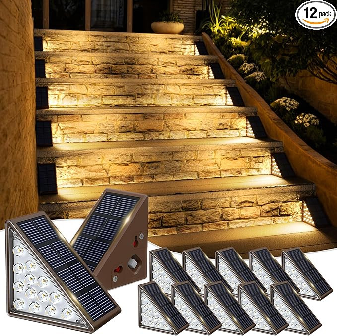 JOFIOS Solar Step Lights for Outside, 12pack Solar Stair Lights Outdoor Waterproof IP67, Deck Ste... | Amazon (US)