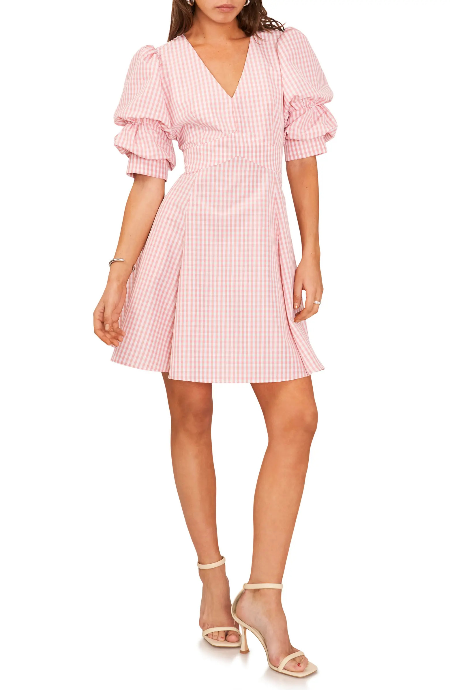 Gingham Bubble Sleeve Dress | Nordstrom