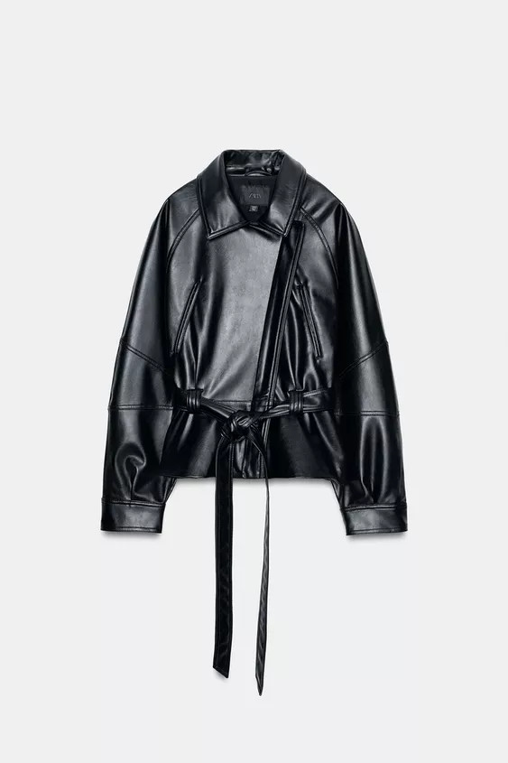 BELTED LEATHER EFFECT JACKET | Zara UK