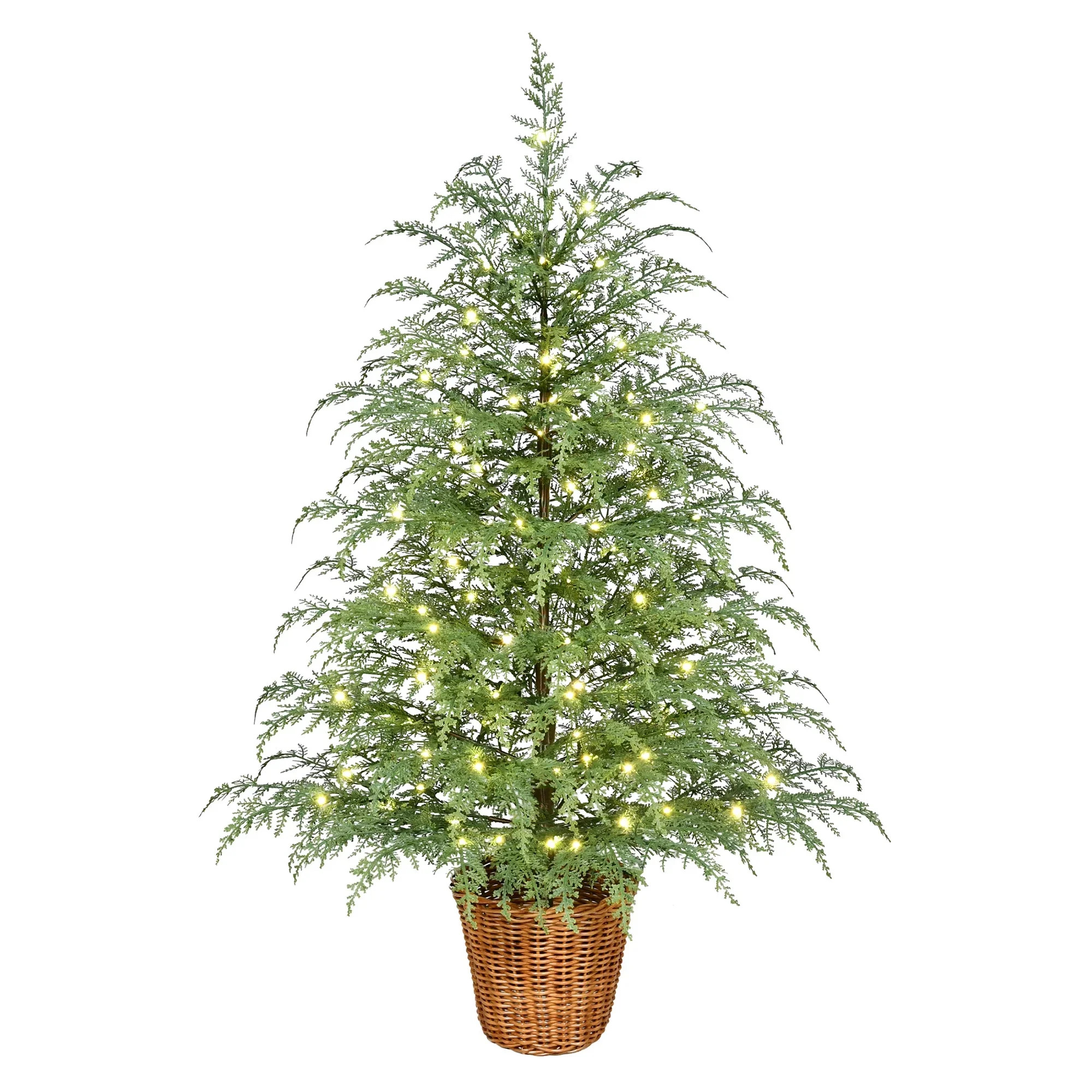 ValHome 3FT Pre-Lit Artificial Cypress Potted Christmas Tree Christmas Decorations Indoor - 100 W... | Walmart (US)
