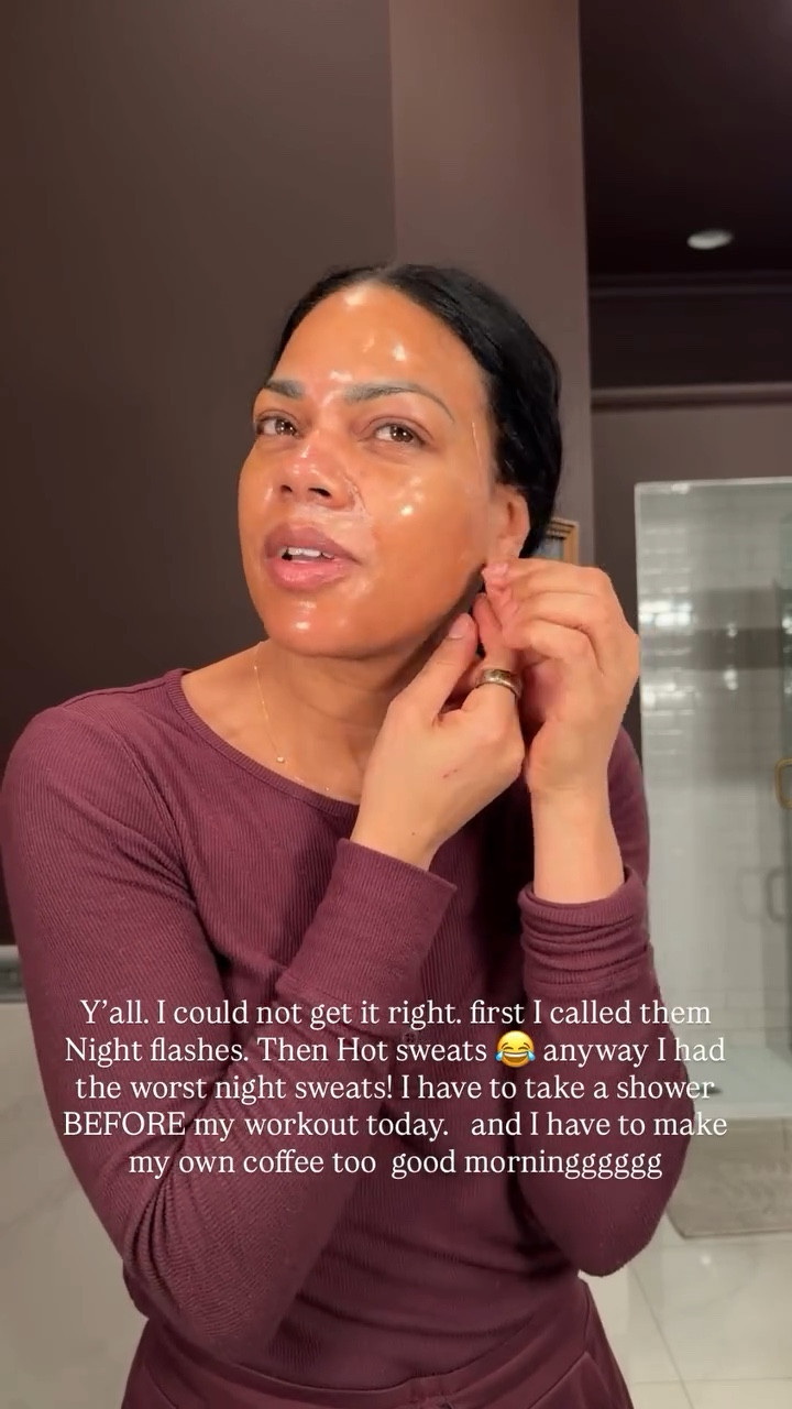 Y'all. I could not get it right. first I called them Night flashes. Then Hot sweats e anyway I had
the worst night sweats! I have to take a shower BEFORE my workout today. and I have to make my own coffee too good morningggggg

#LTKmorningroutine #LTKdayinmylife #LTKgrwm