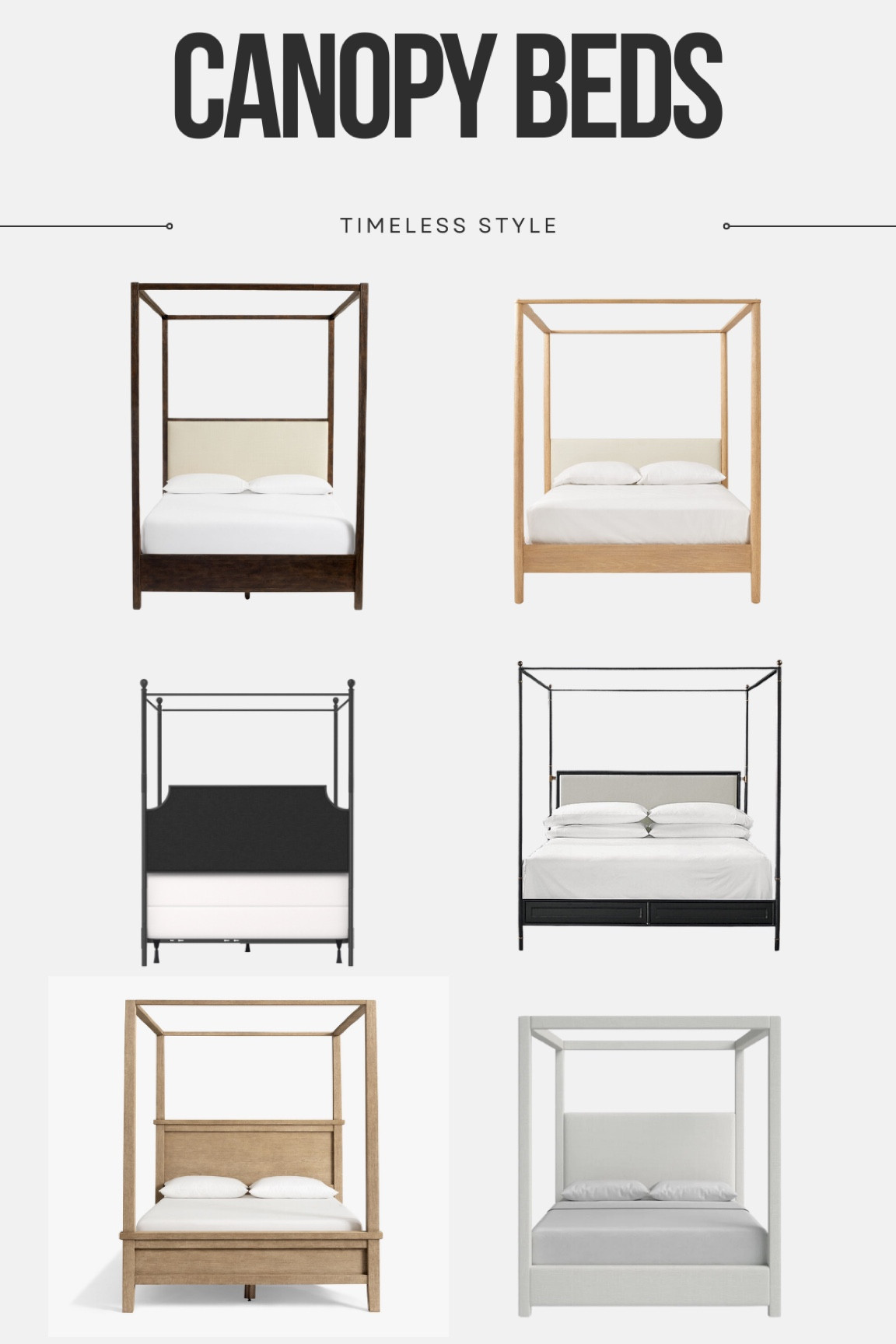 Modern traditional and timeless canopy bed styles in Queen & King sizes made of Wicker, wood, and metal..

#LTKhome