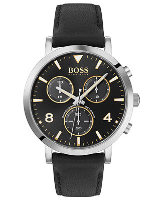 Men's Chronograph Spirit Black Leather Strap Watch 41mm | Macys (US)