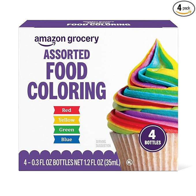 Amazon Grocery, Assorted Food Coloring, Contains Red, Blue, Green, Yellow Bottles, 1.2 Fl Oz | Amazon (US)