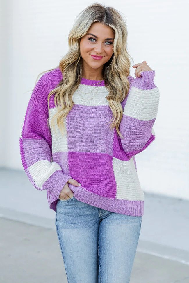 Feeling Special Purple Colorblock Sweater  DOORBUSTER | Pink Lily
