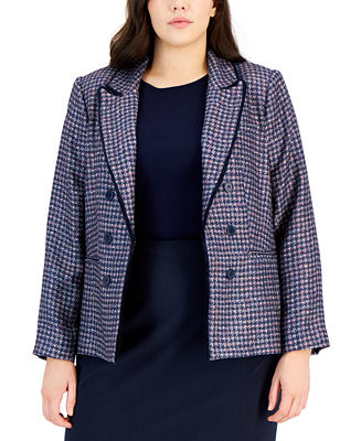 Plus Size Faux-Double-Breasted Blazer | Macy's