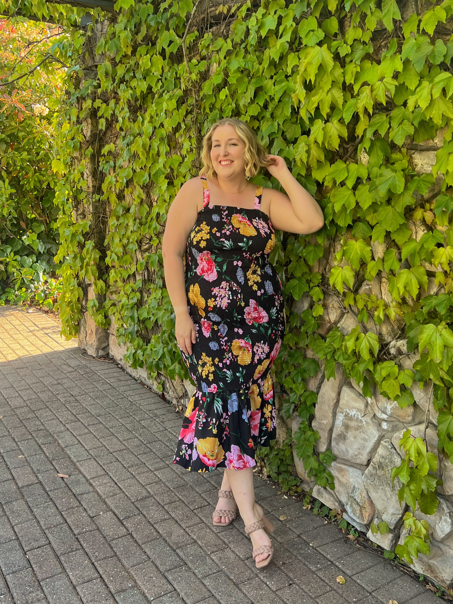 Spring/summer wedding guest dress🌸✨ this dress is sooo stretchy & comfy! (And doesn’t show sweat for the outdoor weddings!) Also these braided heels are super comfy - I wore them all night! Wearing XL in the dress and is very roomy, could almost size down  

#LTKSeasonal #LTKplussize #LTKwedding