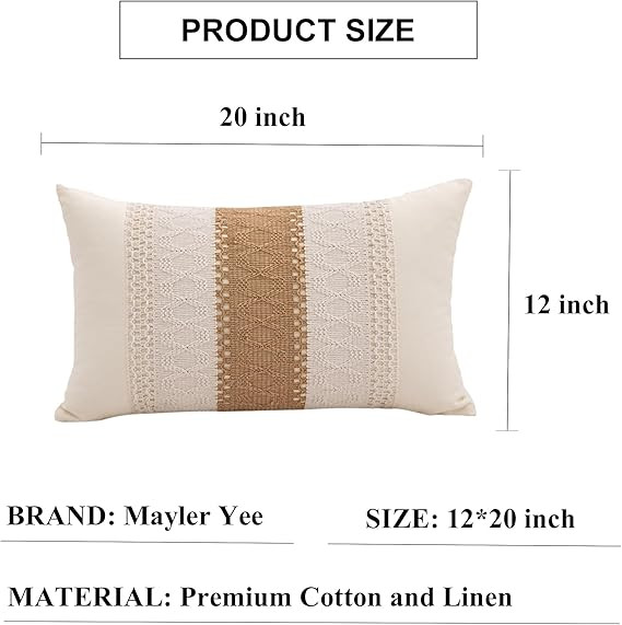 Lumbar Throw Pillow Covers 12 x 20 Inch 1PC for Farmhouse Living Room, Cotton & Burlap Textured S... | Amazon (US)