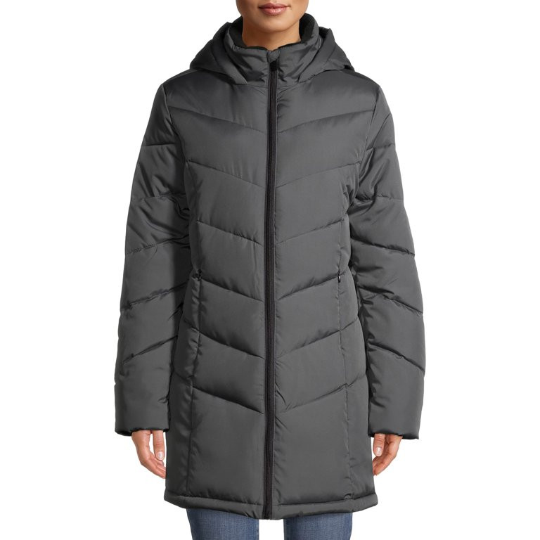 Big Chill Women's Chevron Quilted Puffer Jacket with Hood, Sizes S-XL | Walmart (US)