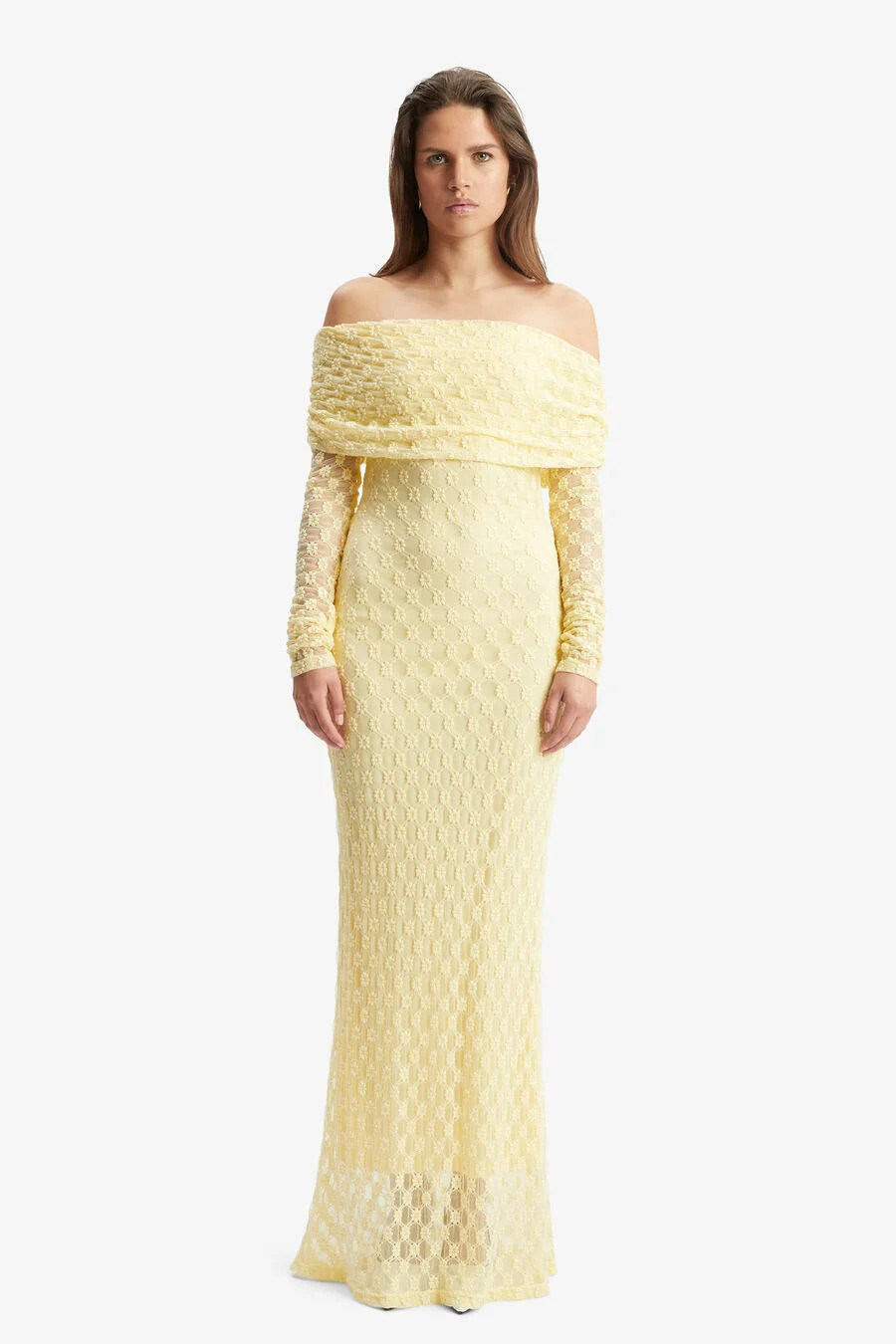 adoni off shoulder maxi dress in canary yellow | Bardot (US)