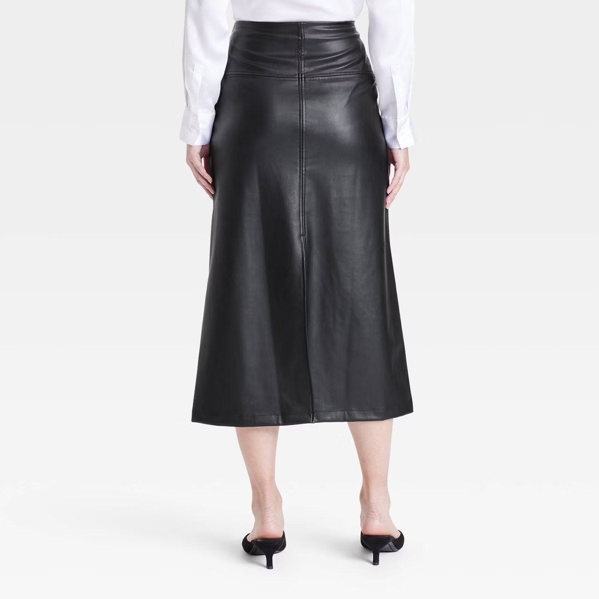 Women's Faux Leather Midi Skirt - A New Day™ Black | Target