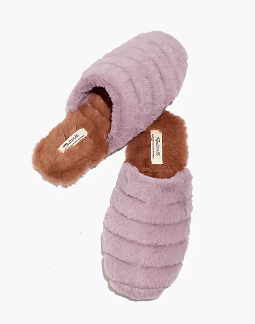 Colorblock Quilted Scuff Slippers in Recycled Faux Fur | Madewell