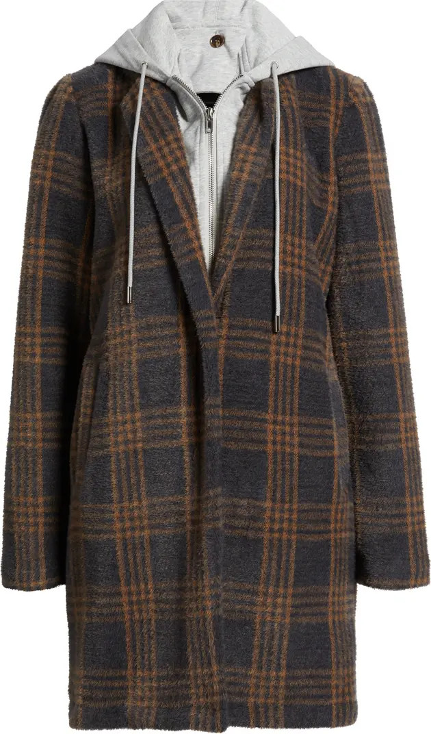 Plaid Coat with Bib Hoodie | Nordstrom