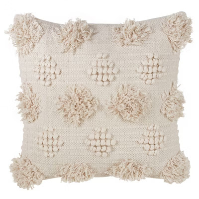 Down Filled Pom Pom Moroccan Pillow Ivory - Saro Lifestyle | Target