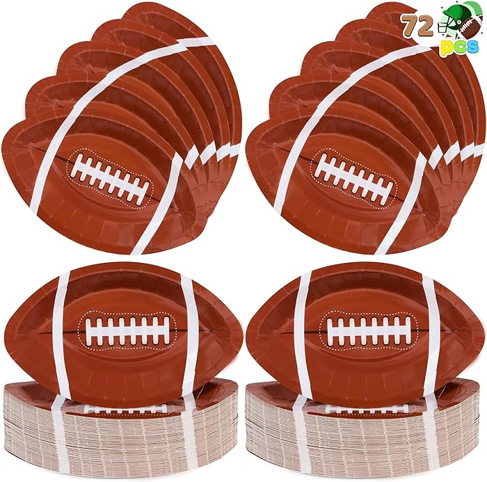 JOYIN 72 Pcs 10" Football Paper Plates, Disposable Football-Shaped Party Dessert Plate, Football ... | Amazon (US)