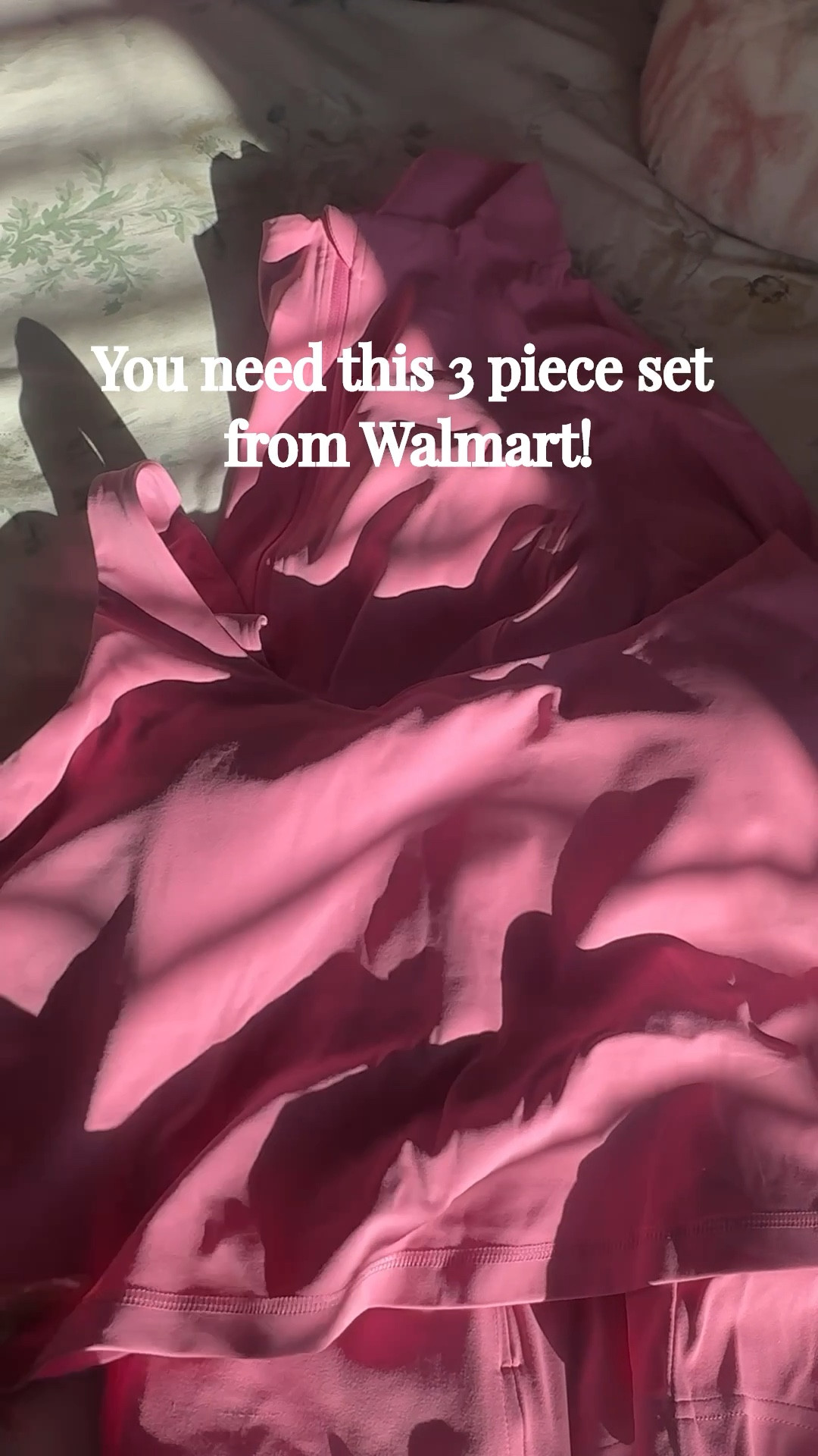 Girl, you need this 3 piece Avia set from Walmart! I wear one almost every day of the week because they’re so comfortable and versatile. This pink 💗 color is NEW! They are so soft, the leggings don’t roll down, the zipper on the jacket is sturdy, and with a sports bra underneath, even the tank top bra can hold the girls for a moderate workout! 

#LTKActive #LTKPlusSize #LTKSaleAlert
