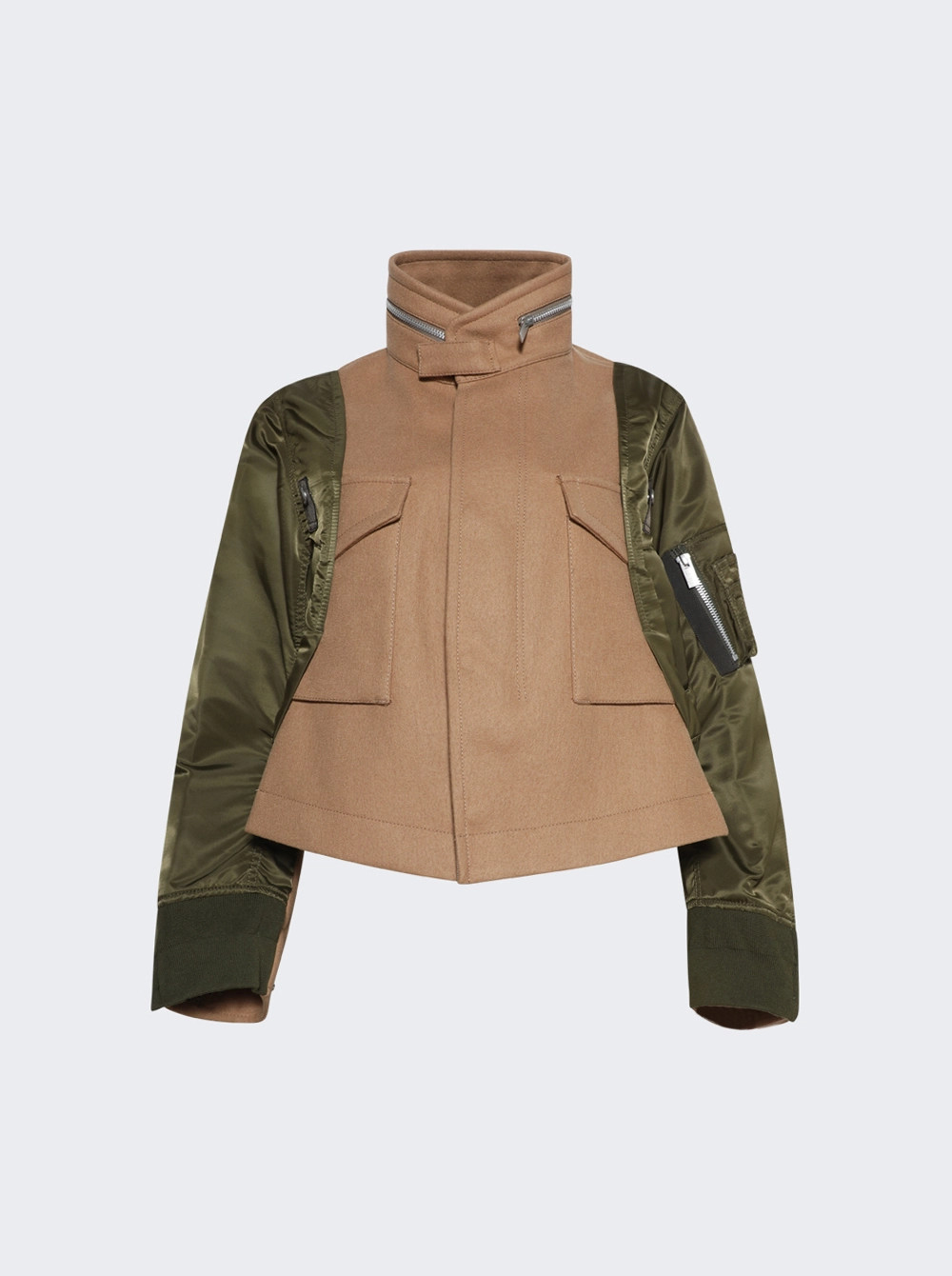 Wool Melton X Nylon Twill Jacket Olive  | The Webster | The Webster