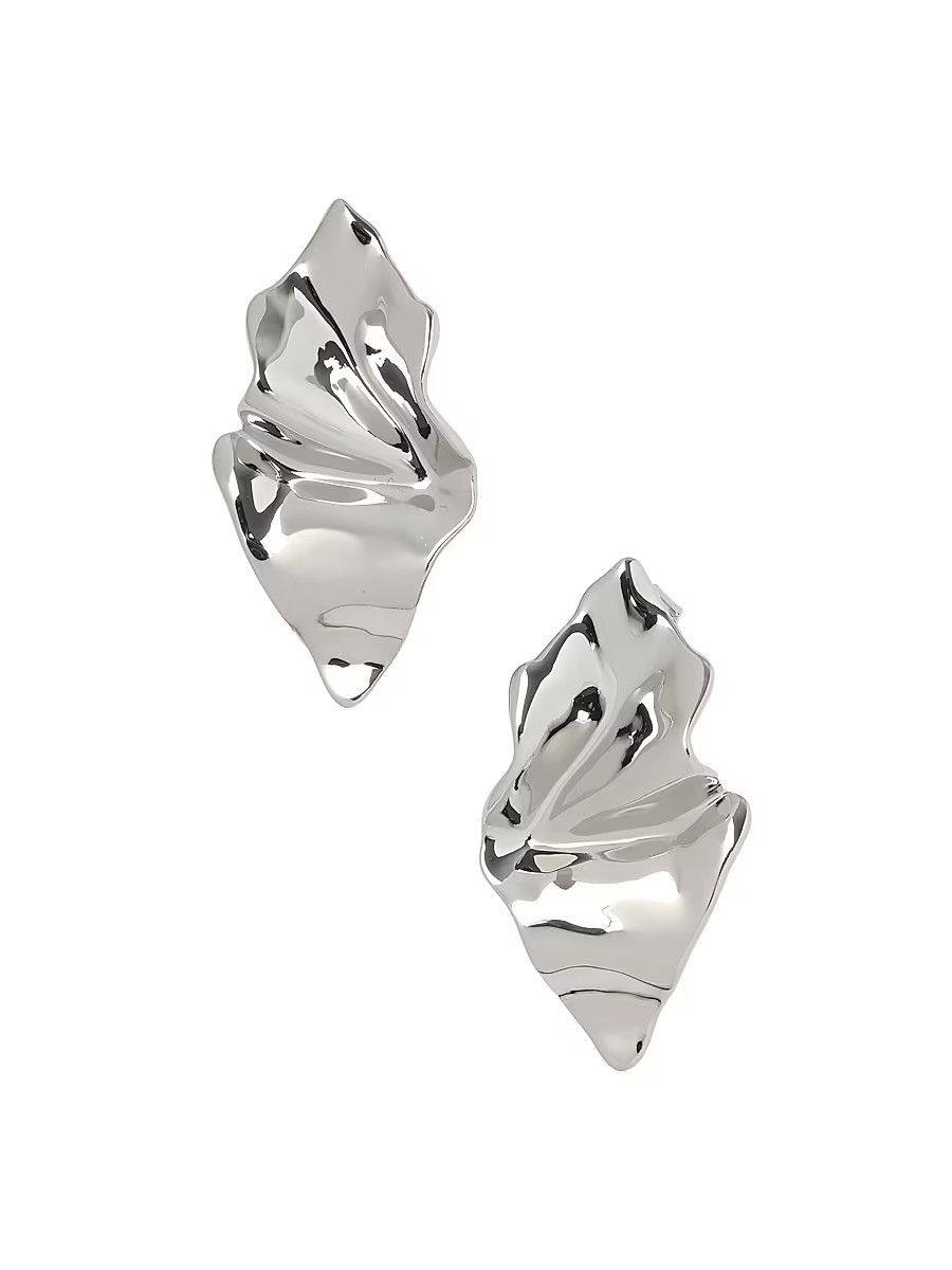 Women's Essentials Crumpled 14K Rhodium-Plated Earrings - Silver | Saks Fifth Avenue