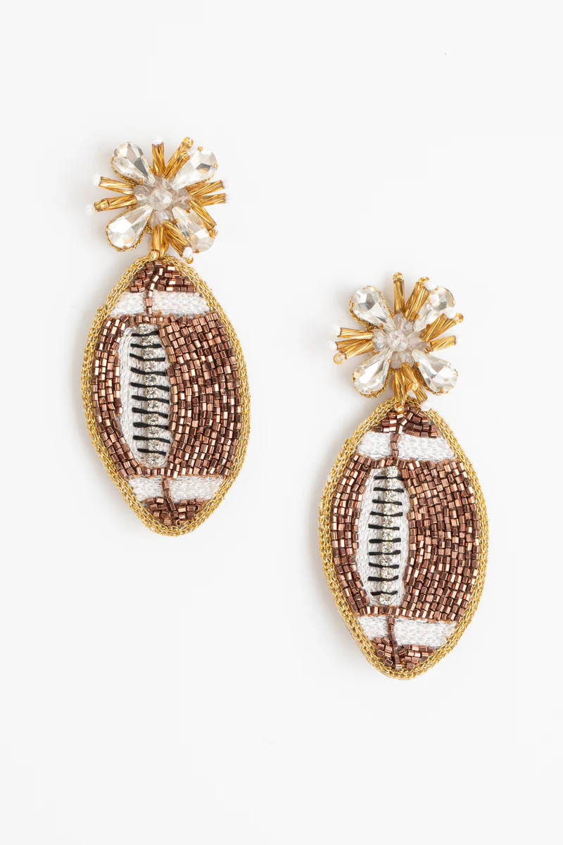 Beaded Football Earrings | Avara