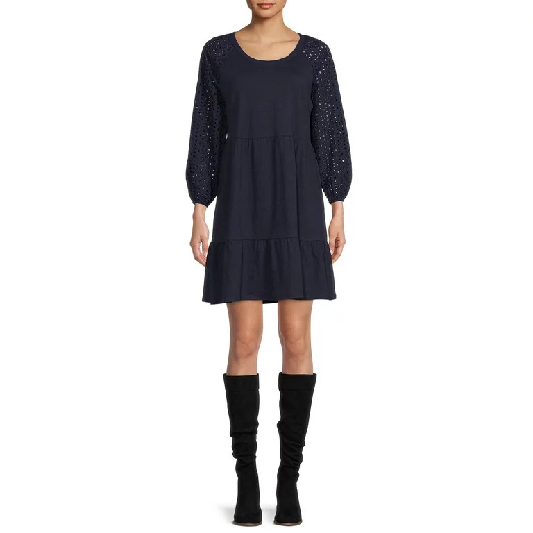 Time And Tru Women's Eyelet Sleeve Dress | Walmart (US)