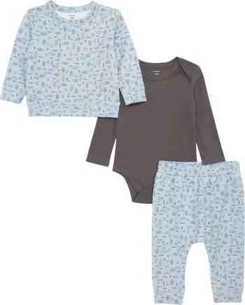 Cozy Print Sweatshirt, Pants & Solid Bodysuit Set | Nordstrom