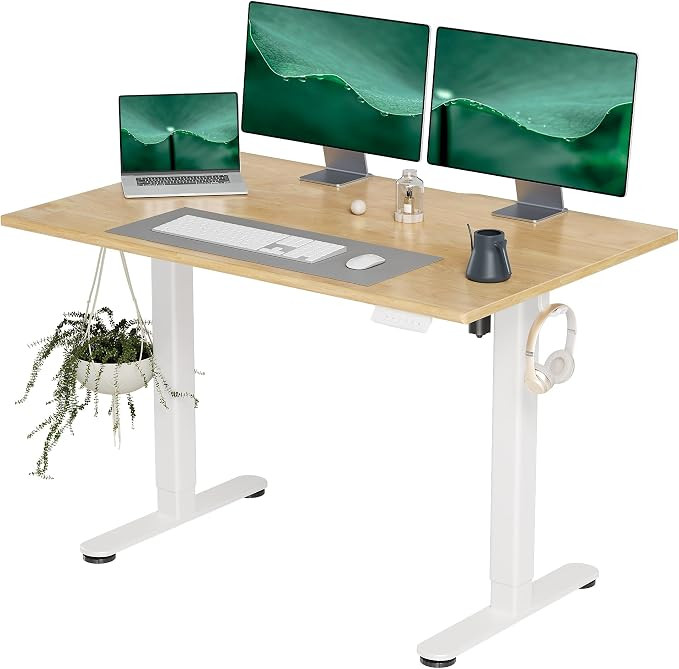 INNOVAR Solid Wood Electric Standing Desk, 48x24 Inches Adjustable Height Stand up Desk with Whol... | Amazon (US)
