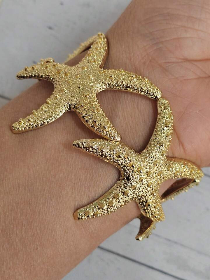 Elastic Gold Silver Big Starfish Bracelet Bangle Beach Jewelry | SHEIN