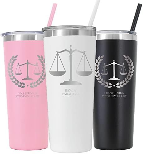 22 oz Personalized Lawyer Tumbler, Laser Engraved Tumbler for Attorney at Law, Future Lawyer, Parale | Amazon (US)