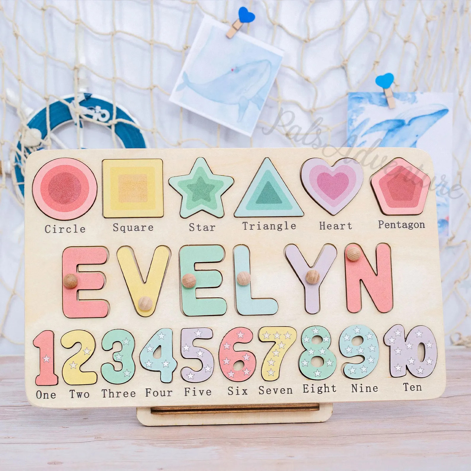 Custom Handmade Name Puzzle With Geometry, Wood Toy, Personalized Birthday Gift for Kids, Christm... | Etsy (US)