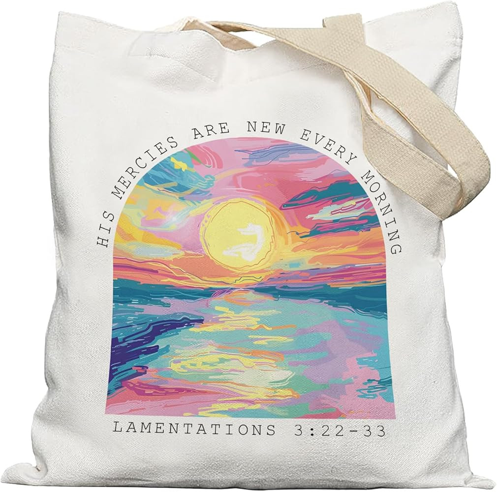 Watercolor Boho Christian Tote Bag, Gifts for Women, His Mercies Are New Every Morning Canvas Bag... | Amazon (US)
