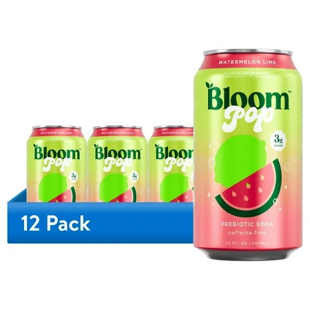 (12 pack) Bloom Pop Prebiotic Soda, Watermelon Lime, 12 fl oz Can | Walmart (US)
