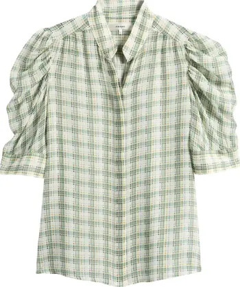 FRAME Gillian Check Print Silk Top | Nordstrom | Nordstrom